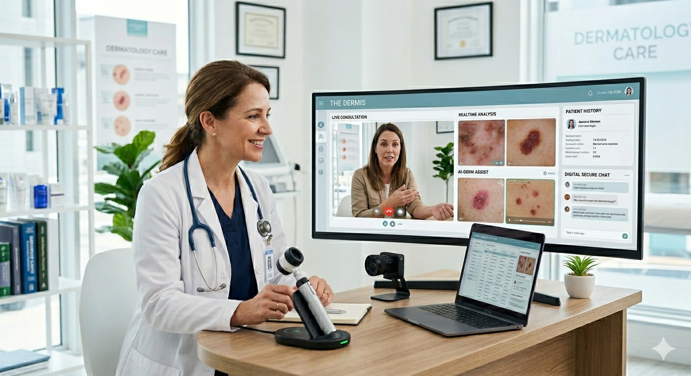 Doctor performing skin examination