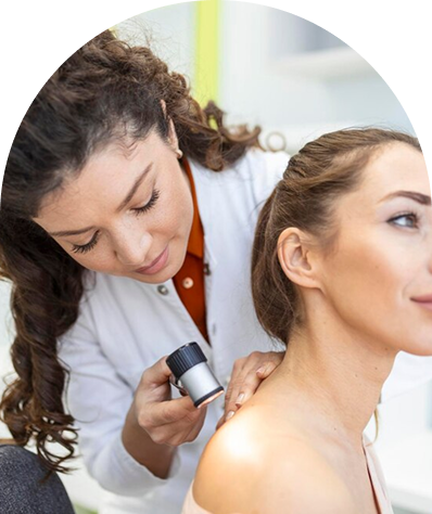 Patient receiving dermatological treatment