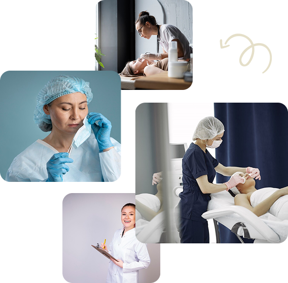 Board-certified dermatologist consulting patient