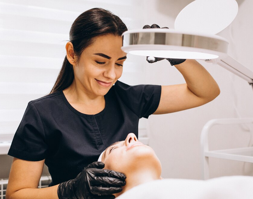 Doctor performing skin examination